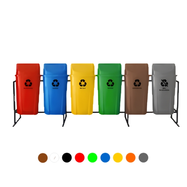 Lixeiras para coleta seletiva em refeitório coloridas com tampa basculante