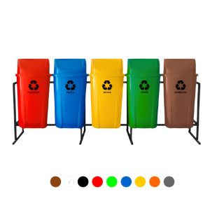Kit lixeiras para coleta seletiva em empresas com 5 unidades basculantes de 60 litros
