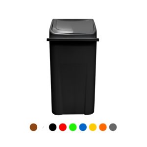 Lixeira basculante injetada de 100 litros ideal para refeitório de obra, promovendo higiene e conformidade.