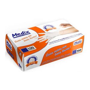 Luva de látex com pó para empresas em caixa de 100 unidades