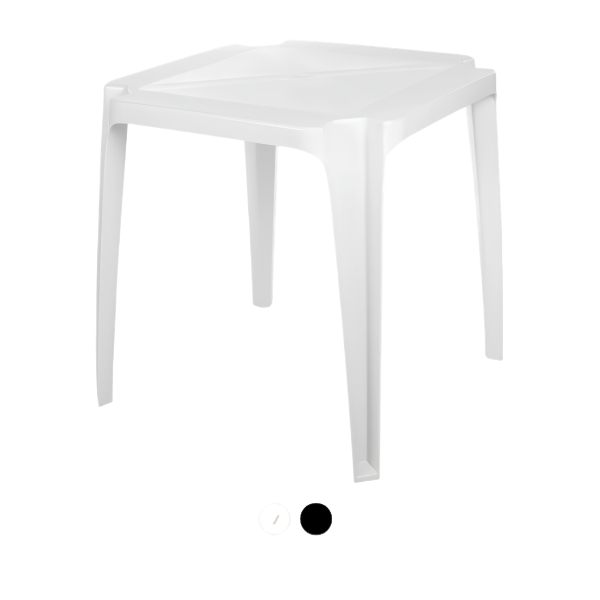 Mesa monobloco para refeitório de 4 lugares em plástico resistente com proteção UV
