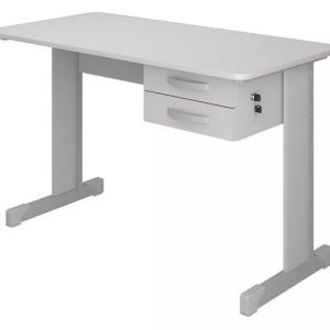 Mesa para escritório pé de ferro b2b com duas gavetas e tampo em MDP