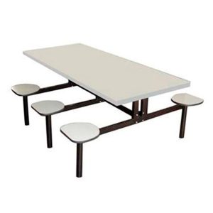 Mesa de refeitório com bancos acoplados para 6 lugares para empresas e indústrias.