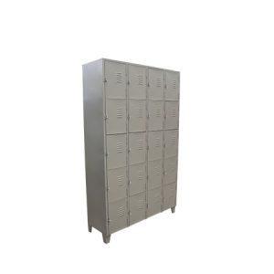 Roupeiro de aço 20 portas para vestiário nr 24 cinza claro com pitão para cadeado