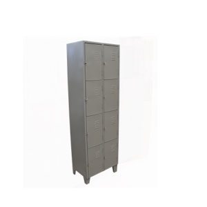 Roupeiro de aço 8 portas para vestiário nr 24 cinza claro com pitão para cadeado
