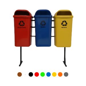 Kit de lixeiras para coleta seletiva com 3 unidades de 50 litros para empresas
