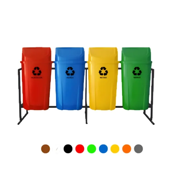 Kit Lixeiras para Coleta Seletiva Corporativa com 4 unidades de 60 litros